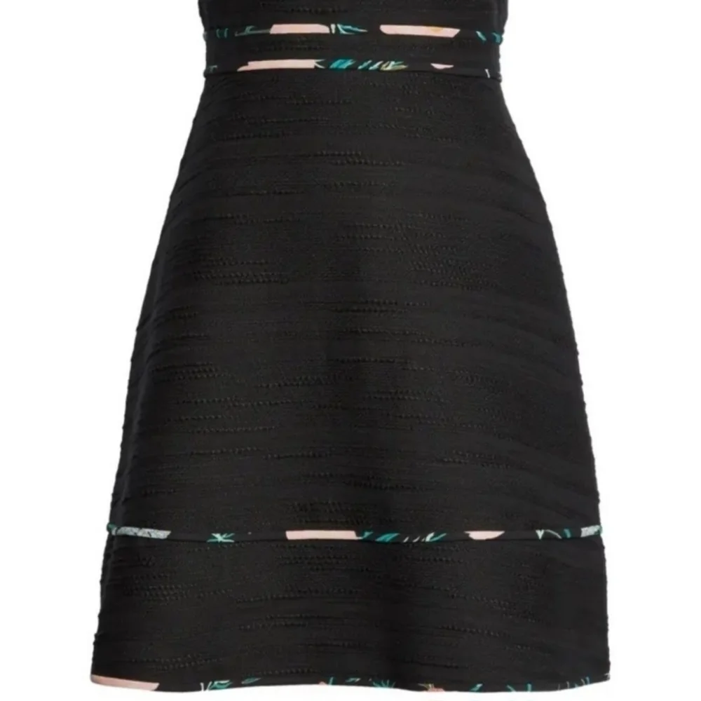 KATE SPADE New York Floral Blossom Trim Tweed Black Dress Women's Size 0 LBD EUC